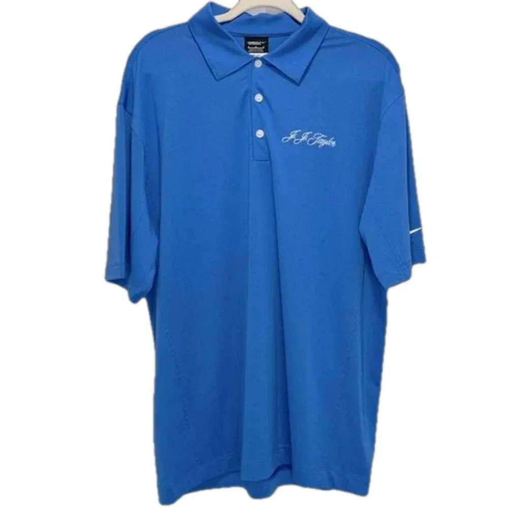 Nike golf polo men’s medium golf polo textured J. J. Taylor blue polo